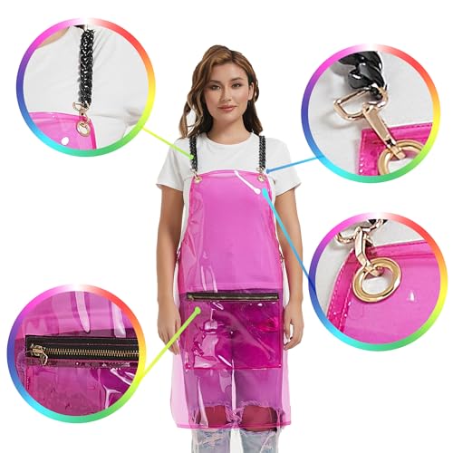 Hair Stylist Apron for Women - Waterproof Barber Nail Tech Apron Hairdresser Hairstylist Salon Aprons with Pocket - color: Pink