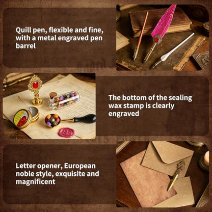 Calligraphy Pens Set,16PCS Wax Seal Gift Kit(Burgundy) - color: Burgundy