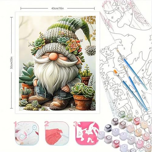 BYGFHLYW Easy Gnome Paint by Numbers Kit for Adults Beginner 16x20 in - color: PB13-1