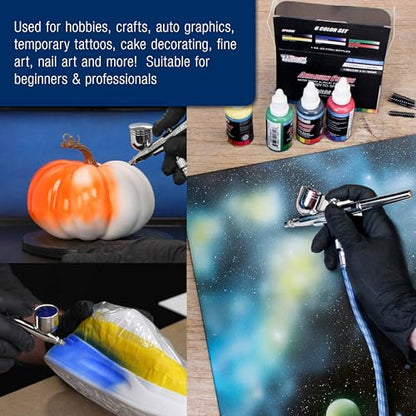 Master Airbrush Cool Runner II Dual Fan Airbrushing System Kit - Air Brush Kit with Air Compressor & 3 Airbrushes, 0.3 mm Gravity & 0.35, 0.8 mm Siphon Feed, Holder & Learning Guide Manual