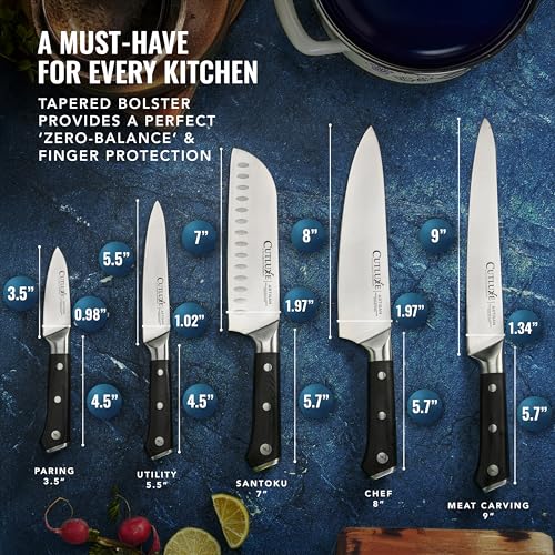 Cutluxe Kitchen Knives, 5-Piece Chef Knife Set – Razor Sharp German Steel | Full Tang Ergonomic Handles, Professional Blades – Artisan Series, Forged High Carbon - size: 5 Pcs Knife Set without Block