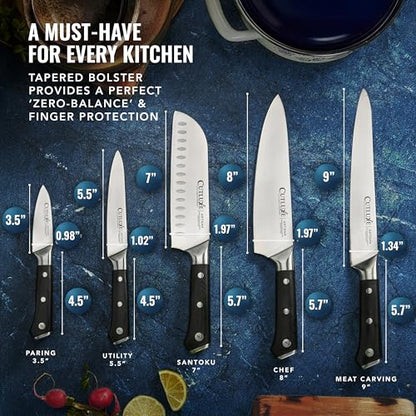 Cutluxe Kitchen Knives, 5-Piece Chef Knife Set – Razor Sharp German Steel | Full Tang Ergonomic Handles, Professional Blades – Artisan Series, Forged High Carbon - size: 5 Pcs Knife Set without Block