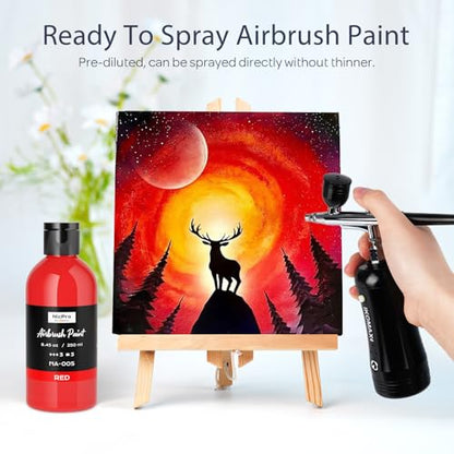 Nicpro Red Large Airbrush Paint (8.45 oz, 250 ml) Ready to Spray Opaque Water-Based Acrylic Air Brush Paints for Model, Wood, Canvas, Metal, Plastic, Leather, for Beginners & Artists - color: Red