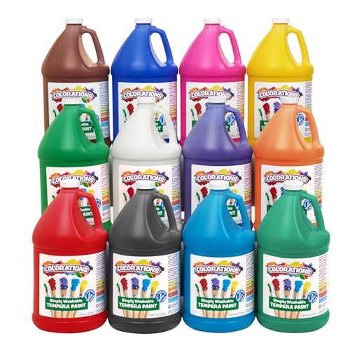 Colorations Paraben-Free Washable Tempera Paint for Kids, Set of 12 Colors - color: Assorted, Set of 12