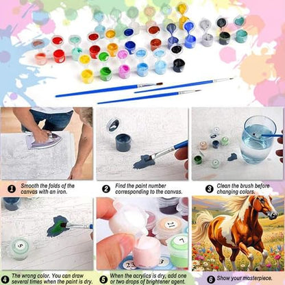 Arttoplus Horse Paint by Numbers Kit for Adults Beginner 16x20 inch - color: MT22581-US