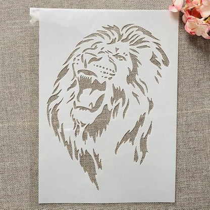 TIAMECH A4 Reusable Roaring Lion Stencil for Painting - style: Roaring Lion