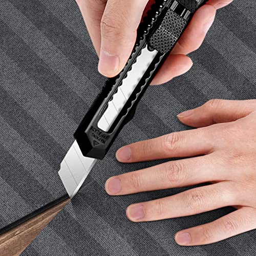DIYSELF 30 Pack Box Cutter Retractable, Box Cutters with 18mm Wide Utility Blades, Sharp Utility Knife Retractable, Box Cutter Knife for Office, Home, Arts Crafts, Hobby, Cardboard, Paper - color: Black, size: 30 Pack