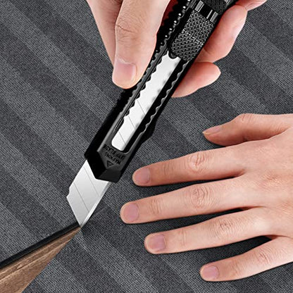 DIYSELF 30 Pack Box Cutter Retractable, Box Cutters with 18mm Wide Utility Blades, Sharp Utility Knife Retractable, Box Cutter Knife for Office, Home, Arts Crafts, Hobby, Cardboard, Paper - color: Black, size: 30 Pack