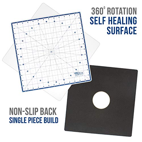 U.S. Art Supply 14"x14" Self-Healing Cutting Mat 7-Ply - Rotary White/Blue - size: 14"L x 14"W
