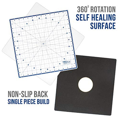 U.S. Art Supply 14"x14" Self-Healing Cutting Mat 7-Ply - Rotary White/Blue - size: 14"L x 14"W