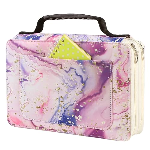 Marker Pen Organizer Case 68 Slots Large Capacity with Handy Wrap Portable Multilayer Holder for Prismacolor Watercolor Pencils & Gel Pen Markers（Rose Black） - color: Rose Black, size: 68