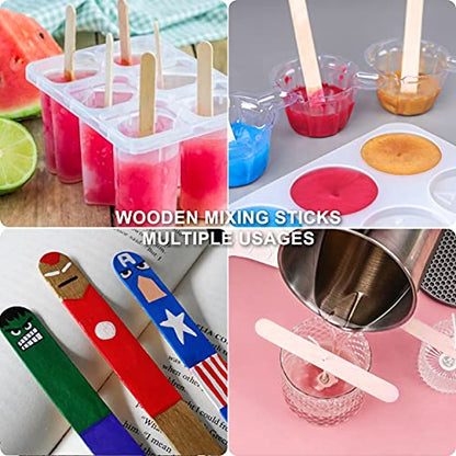 LET'S RESIN 30 ml Epoxy Mixing Cups, 200-Pack, with 50 Wooden Sticks | Disposable 30ml Measuring Cups and Wooden Stirring Sticks Support Paint Mixing, Resin Crafts and Jewelry Making - size: 30ML