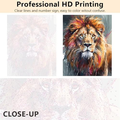 TUMOVO Paint by Numbers Kit for Adults - Lion DIY Adult Paint by Number Kits Animal Acrylic Canvas Painting for Adults Beginners Art Crafts, 16x20 Inch(Framed) - color: Lion(Framed)