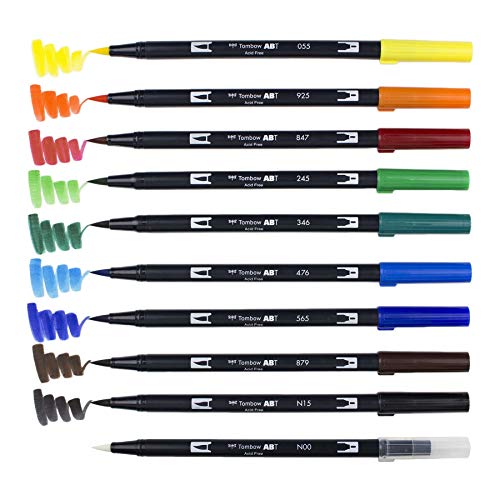 Tombow ABT Dual Brush Pen Set of 10, Primary