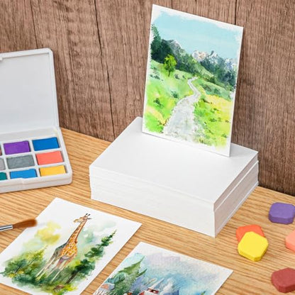 80 Sheets Watercolor Paper, 2.5 x 3.5 in, 110 Lb/230 GSM, Cold Press - size: 2.5 x 3.5Inch