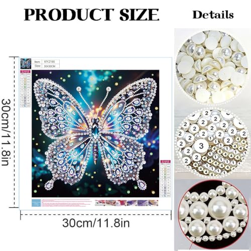 2 Pack Butterfly Diamond Art Pearl Painting Kits for Adults (12×12 inch) - color: WYZ184+WYZ185