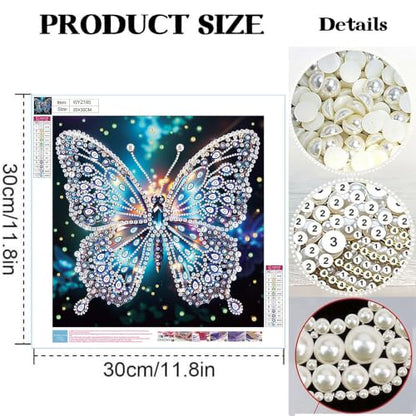 2 Pack Butterfly Diamond Art Pearl Painting Kits for Adults (12×12 inch) - color: WYZ184+WYZ185