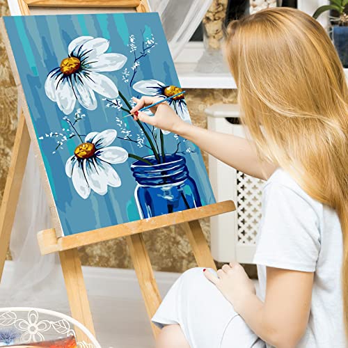 Ginkko Framed Paint by Numbers Kit for Adults 8X 12 inch, Vase Flowers - color: white flower framed, size: 8x12 Inch