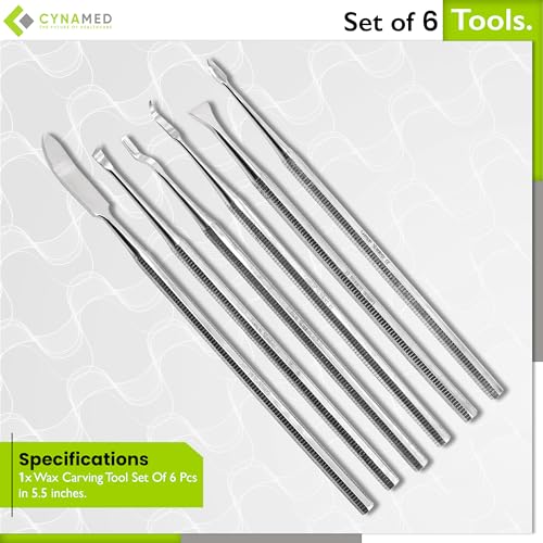 Cynamed Professional Precision Carving Tools Set - 6-Piece Stainless Steel Sculpting, Modeling & Dental Craft Instruments - Ideal for Clay, Wax, & Detail Work - Versatile Art & Dentistry Equipment