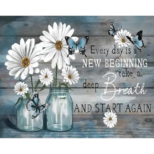 PHANTASYART Inspirational Flowers Paint by Numbers Kit for Adults 16x20inch | Flowers Paint by Number Adult, Dasiy Adult Paint by Number Kits on Canvas, DIY Acrylic Paint Kits, Gifts & Home Decor - color: Daisy, size: 16x20inch