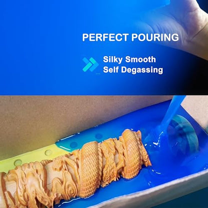 Silicone Mold Making Kit, Liquid Silicone for Molds Making 30A Sapphire Blue, High Strength Silicon Rubber 4.4 lbs, 1:1 by Volume Ideal for Mold Casting of Resin/Jewelry/Candle/Concrete/Plaster | High Strength 1:1 by Volume 3h Quick Cure Self Degassing Si