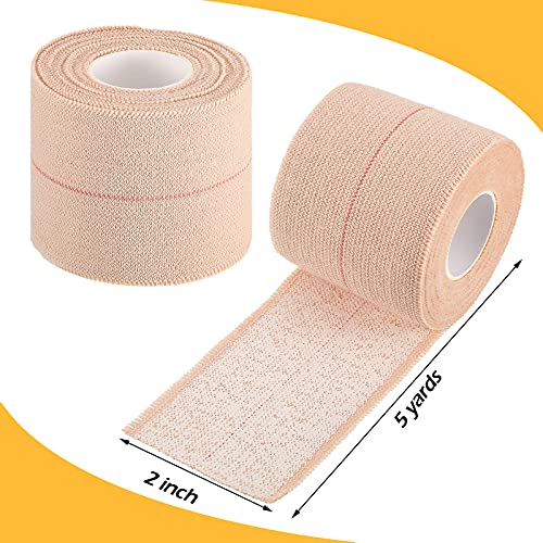 Nuanchu 2 Rolls Adhesive Elastic Tape Bandage Wrap, 2 Inch Wide, Apricot | Flexible Stretch Bandage Tape for Sports Ankle Knee Wrist, Vet Wrap for Horses Pets Dogs, Self Adhesive - color: Beige, size: 15 Foot (Pack of 2)