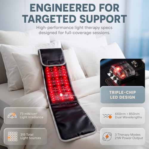 Lifepro Allevared Red Light Therapy Belt -105 Triple Chip LED Belt - color: True Black
