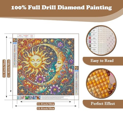 Sun and Moon Diamond Art Kits for Adults, Flowers 5D Diamond Painting Kits - color: CM063