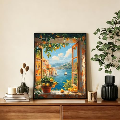 AUKELHJ Paint by Numbers Kit for Adults Beginner, Window View, 16X20 Inch - color: 04-Landscape