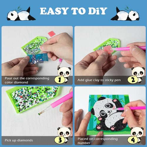 Labeol Diamond Art Kits for Kids Crafts for Girls Ages 6-8-10-12 Easy to DIY Creative Diamond Art Sticker Craft by Numbers Kits for Kids and Adult Beginners (4 Pack Animal) - style: 4 pack Animal