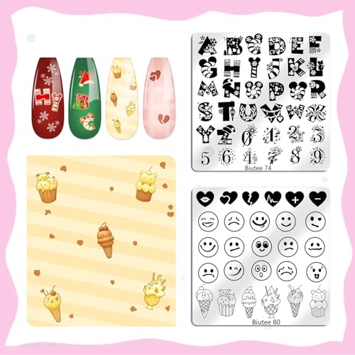 Biutee 16PCS Nail Stamping Plates Nail Stamping Kit with Nail Art Stamper | Nail Stamper Kit with Scraper & Storage Bag, Nail Art Stamping Plates Butterfly Flower Leaf Bowknot Design for DIY Nail Art - color: 20 Piece Set