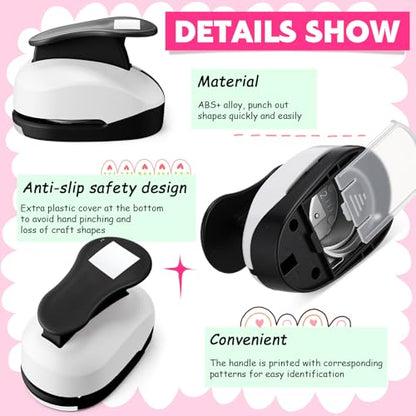 CHENGU 3 Pack Square Hole Punch 2"/1"/0.6", Black | Paper Craft Cutters for Card Making, Shape Punches for Scrapbooking, Includes 10 Sheets Stickers, Photo Album DIY Projects - color: Black, style: Square