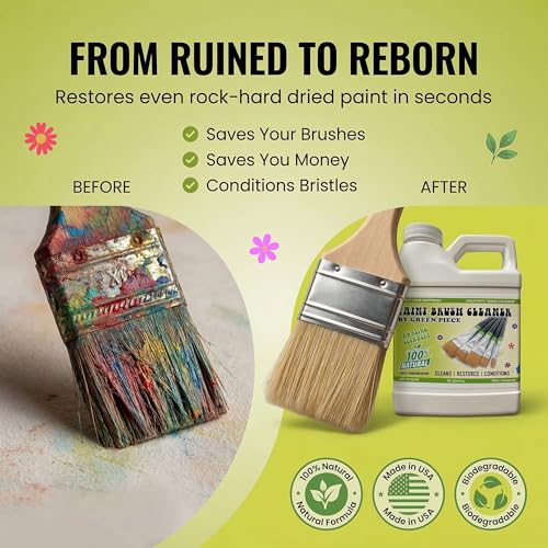Green Piece® Completely Non-Toxic Paint Brush Cleaner (Made in USA) for Paint Cleanup for Brushes (Combo Pack – Paint Brush Cleaner with Mat) - style: Brush Cleaner + Mat (Combo Pack)