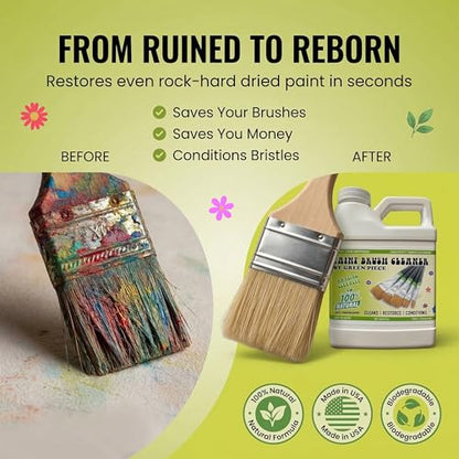 Green Piece® Completely Non-Toxic Paint Brush Cleaner (Made in USA) for Paint Cleanup for Brushes (Combo Pack – Paint Brush Cleaner with Mat) - style: Brush Cleaner + Mat (Combo Pack)