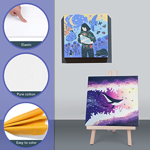 Stretched Canvases for Painting, 8x8, Pack of 24, Primed Acid-Free, 5/8 Inch Thick Wood Frame Blank Canvas, Art Canvases for Beginners, Artists for Oil Paint,Acrylic Paint, Pouring Painting. - size: 8X8IN 24 Packs