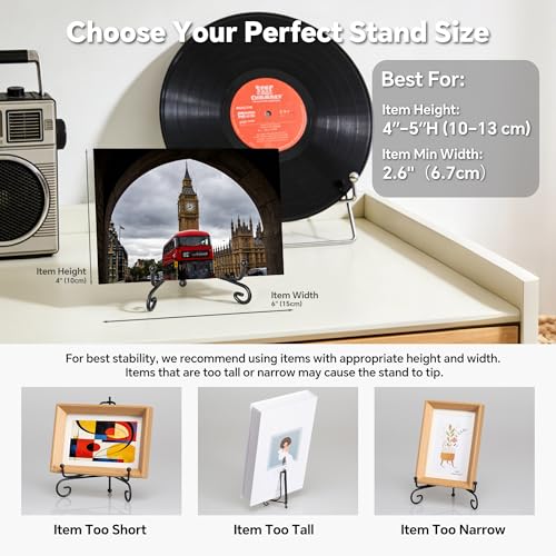 Artliving Plate Stands for Display, 4 Inch Black Iron Easel Plate Display Photo Holder Stand, Displays Picture Frames, Decorative Plates, Tablets and Art (2 pack) - size: 4 inch(2 pack)