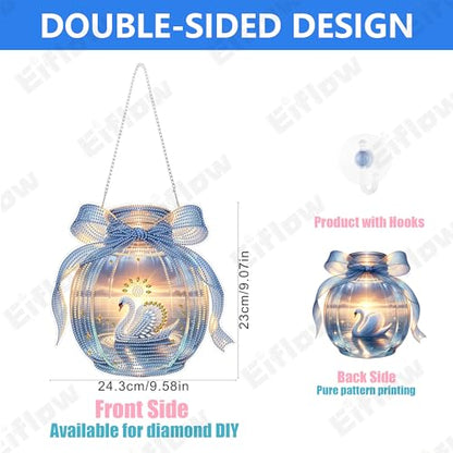 Eiflow Acrylic Diamond Art Hanging Kit for Adults, DIY Diamonds Painting Door Hanger Board Kit, Special Crystal Diamond Art Painting Pendant Ornament (Swan) - color: Swan