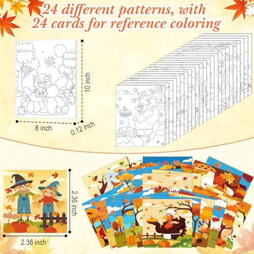 Sherr 24 Pcs Pre Drawn Canvas for Adult, Autumn, 8 x 10 Inch - size: 8 x 10 Inch, style: Autumn