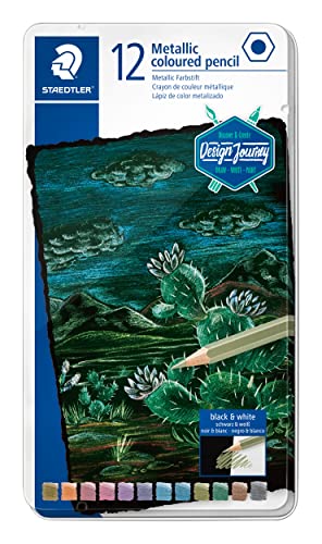 STAEDTLER 146M M12 Metallic Colouring Pencils - Assorted Colours (Tin of 12)