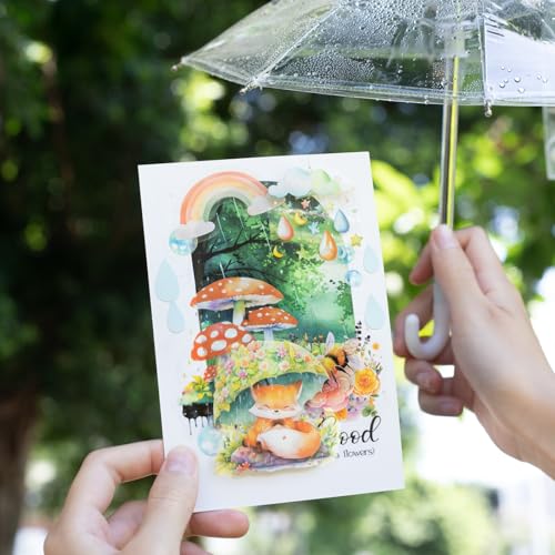 Rain Shelter Animals PET Stickers – 90PCS Whimsical Stickers with Watercolor Animal Designs for Scrapbook, Journal, DIY Crafts, Waterproof - color: Rainy Day Pals