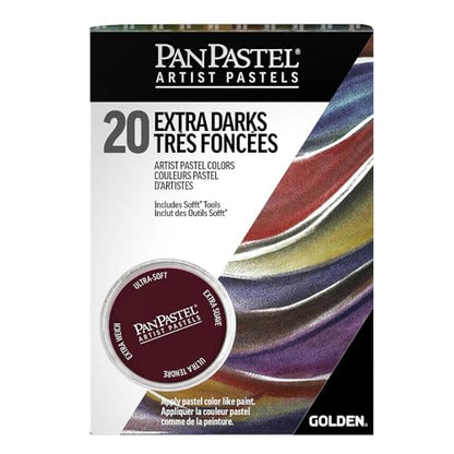 PanPastel Artist Pastels by GOLDEN, Extra Dark Shades Set, 20 Color, Professional Artist Pastels, Unique Pan Format (cake-like)