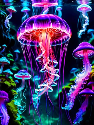 Zythron Diamond Art Kits for Adults,Glowing Jellyfish Diamond Painting Kits - color: Jellyfish