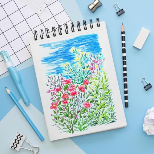 5.8x8.3in Sketch Book, 60Sheets Spiral Bound Notebooks, Bright White 92lbs/150gsm Acid-Free Drawing Paper for Painting,Sketching, Professional Sketch Pad for Artists, Beginners. BW-Wine Red - color: Bright White-Wine Red