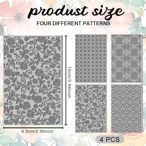 4PCS Polymer Clay Texture Sheets Set for Using with Clay Cutters, Vintage Clay Texture Mats, Pottery Jewelry Making Kit DIY Creative Crafts Tools - style: Retro Pattern 2 Theme-4pcs