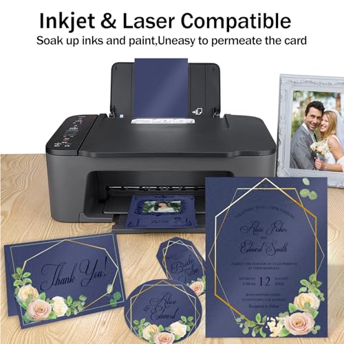 Navy Blue Shimmer Cardstock 8.5 x 11 Navy Blue Paper | Goefun 24 Sheets 80lb Card Stock Printer Paper for Christmas, Invitations, Certificates, Crafts, Card Making - color: navy blue