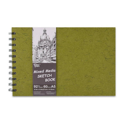 5.8" x 8.3" Mixed Media Sketch Book,Spiral Bound Hardcover Sketchbook,60 Sheets 92lb/150gsm Neutral White Acid Free Paper,Art Journal Sketchbook for Drawing Writing Sketching Illustration,Yellow Green - color: Neutral White-Yellow Green