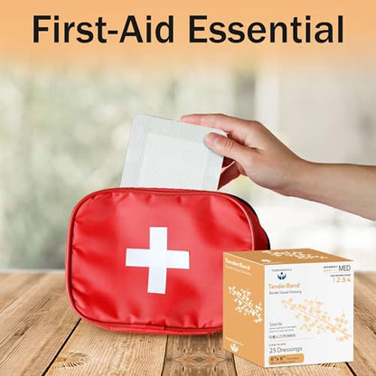 Bordered Gauze Island Dressing 6x6-25 Large Adhesive Bandages for Wound Protection - Good for Hospitals, Medical Facilities, First Aid Kits, and More - style: 6x6