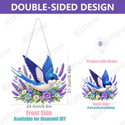 Eiflow Acrylic Diamond Art Hanging Kit for Adults, DIY Diamonds Painting Door Hanger Board Kit, Special Crystal Diamond Art Painting Pendant Ornament (Blue Bird) - color: Blue Bird