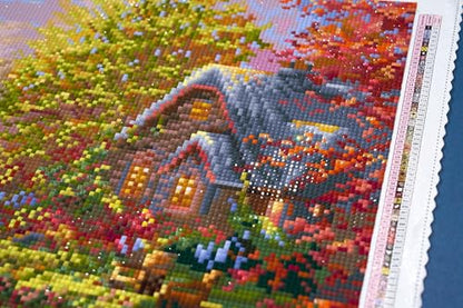 DIAMOND ART CLUB Golden Cabin Dreams Diamond Art Kits for Adults | Premium Diamond Painting Kit, Fun DIY Crafts for Adults, Square Diamond Art Canvas, 14.7" x 12.3" (37.3 x 31.1 cm) - color: Golden Cabin Dreams