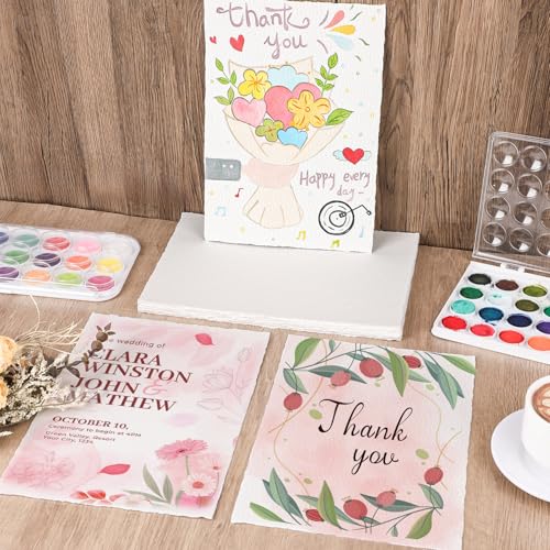 50-Sheet Watercolor Paper Pad, 7 x 10 in, 300 GSM, Deckled Edge - size: 7 x 10inch